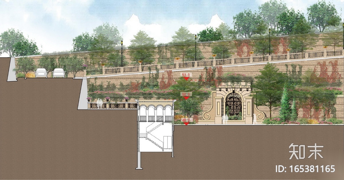 [福建]意大利宫廷风格山地居住区景观方案cad施工图下载【ID:165381165】