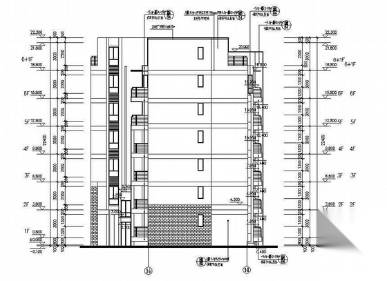 [成都]某6+1层的底商住宅楼建筑施工图cad施工图下载【ID:167626113】