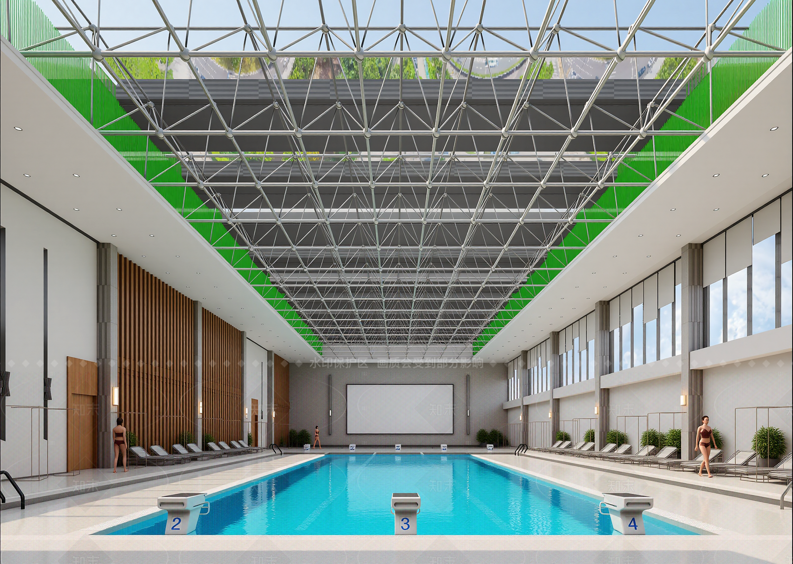现代游泳馆3D模型下载【ID:1214932147】
