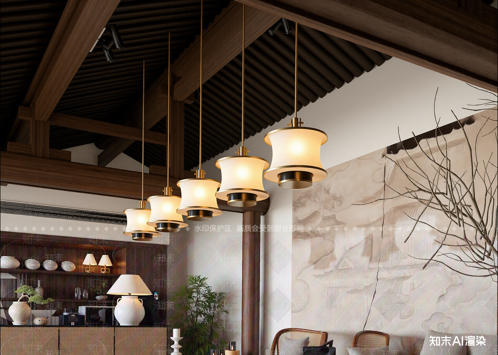 复古民宿大厅3D模型下载【ID:1214974905】