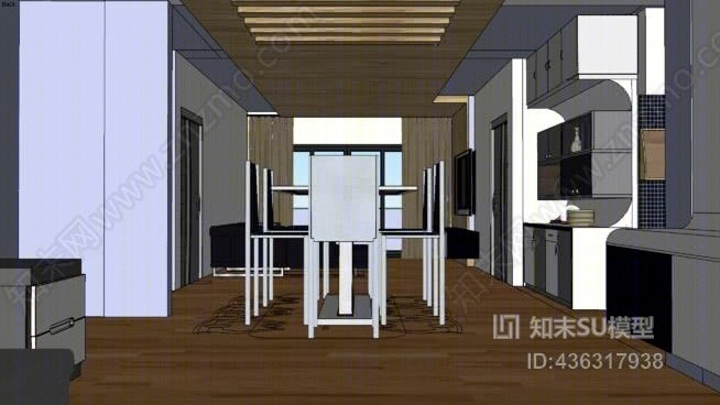 天花板和客厅SU模型下载【ID:436317938】