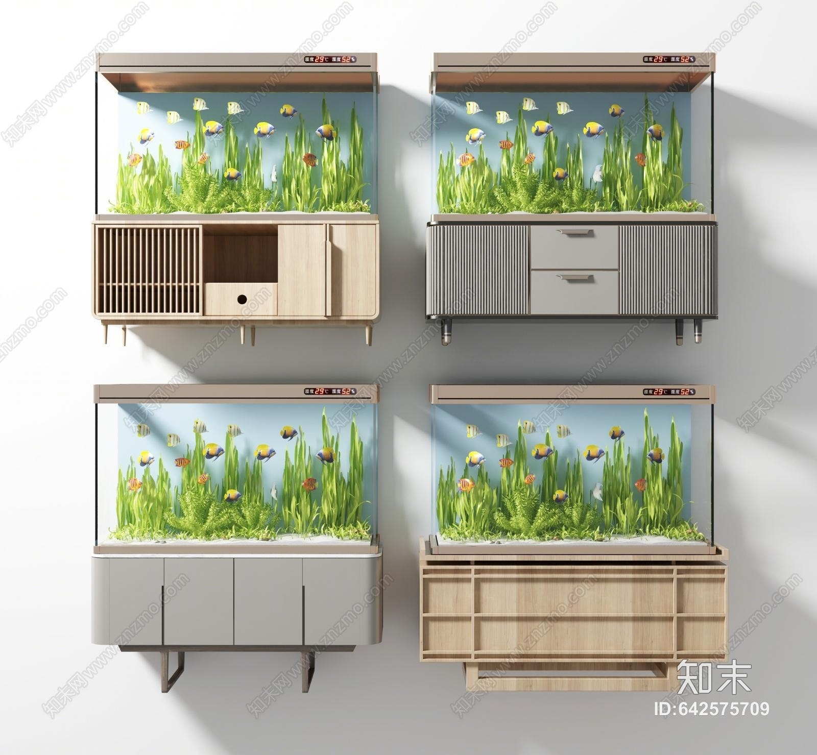 现代鱼缸组合3D模型下载【ID:642575709】