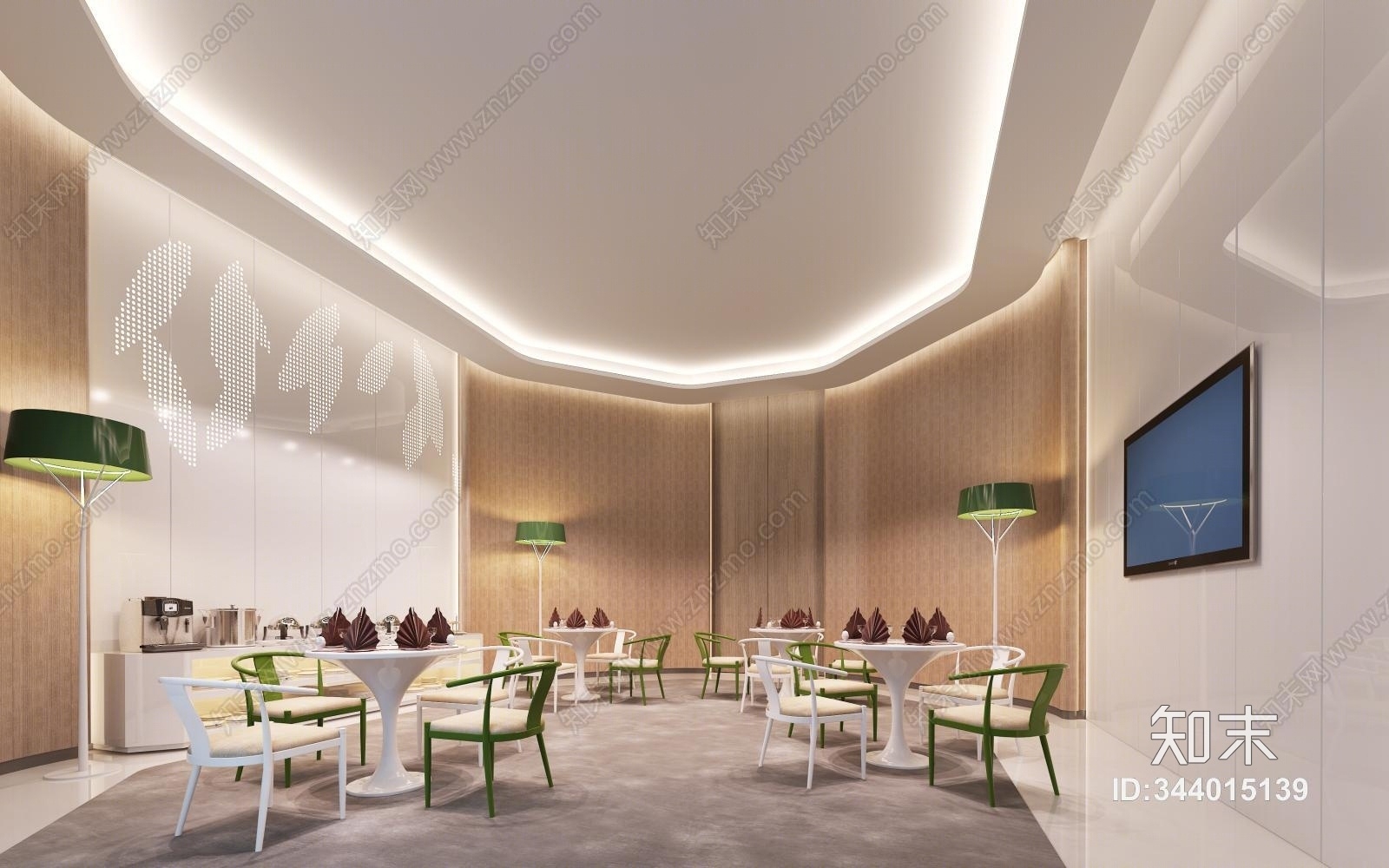 现代简洁餐厅3D模型下载【ID:344015139】