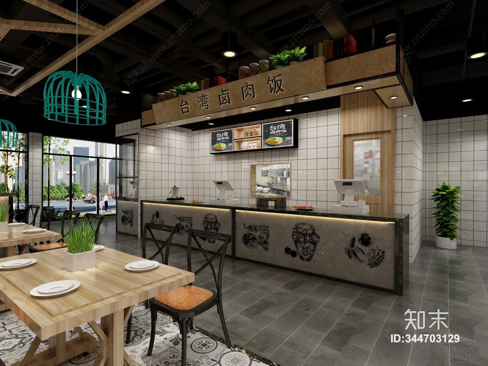工业风小吃美食城3D模型下载【ID:344703129】