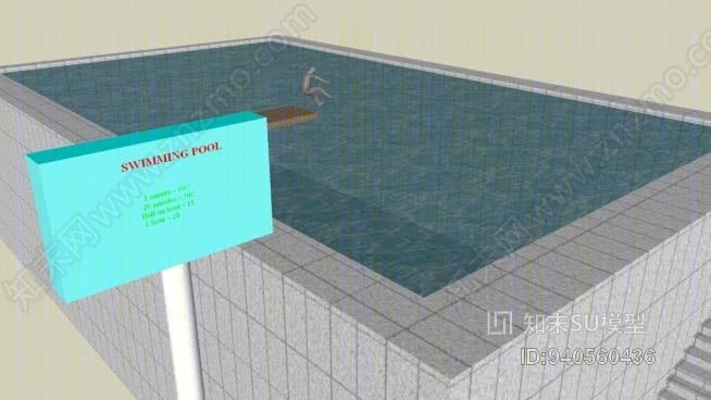 游泳池SU模型下载【ID:940560436】