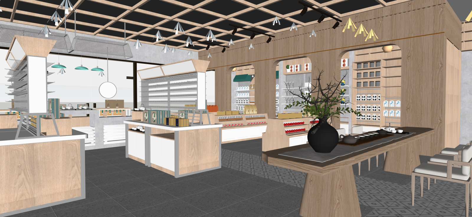 中式茶叶店SU模型下载【ID:1222287656】