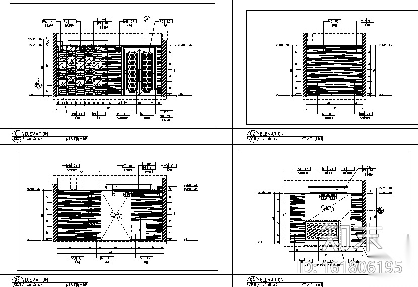 [浙江]九龙国际大饭店会所空间设计施工图（附效果图）cad施工图下载【ID:161806195】