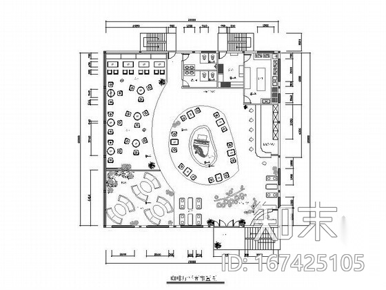 某咖啡厅平面布置图cad施工图下载【ID:167425105】