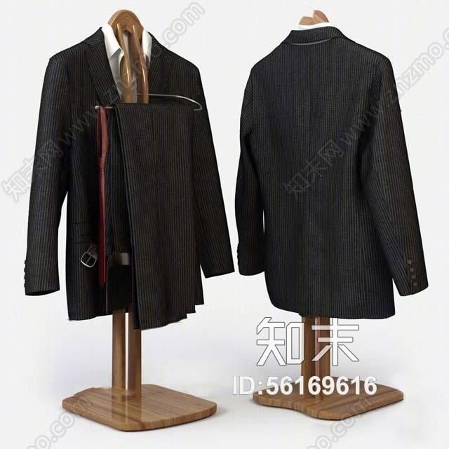 现代布艺男士黑色西服西装3D模型下载【ID:56169616】