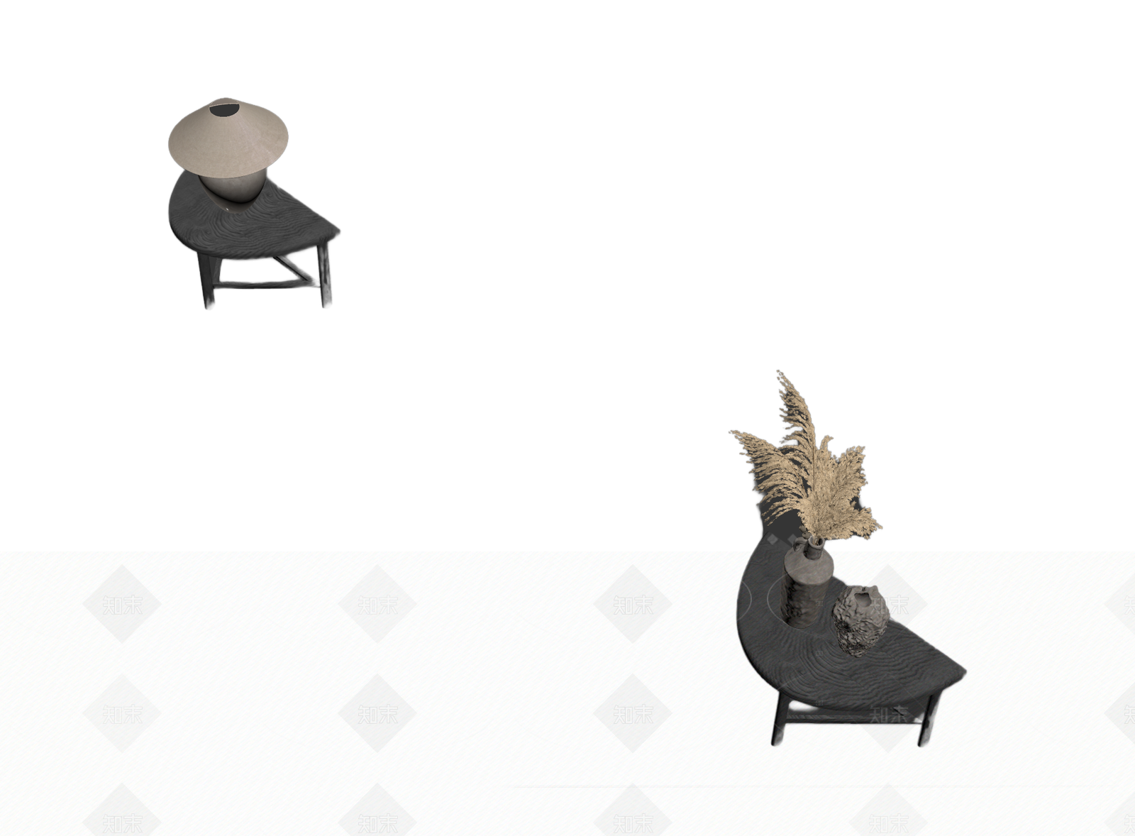 简约台灯与装饰桌组合3D模型下载【ID:1205545468】