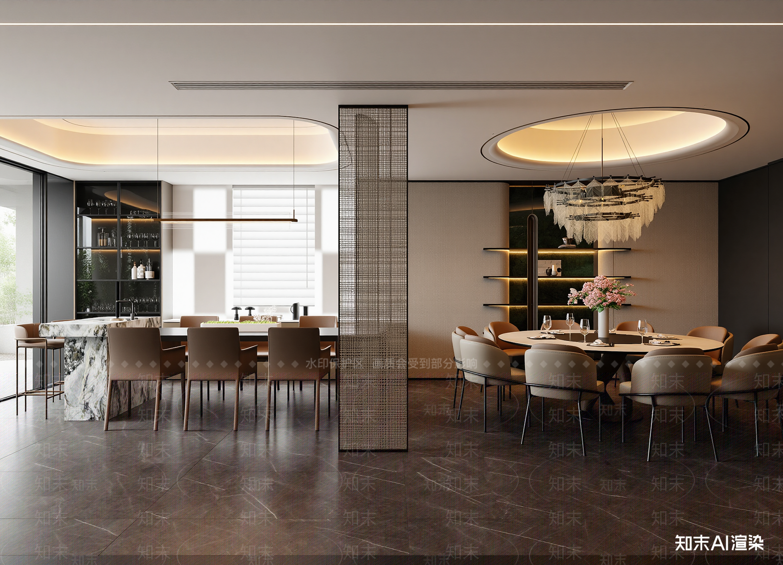 现代酒店餐厅3D模型下载【ID:1215186633】