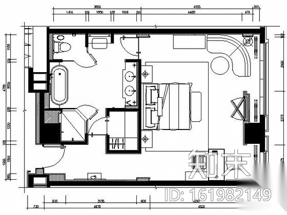 [成都]五星酒店豪华单床套房施工图施工图下载【ID:161982149】