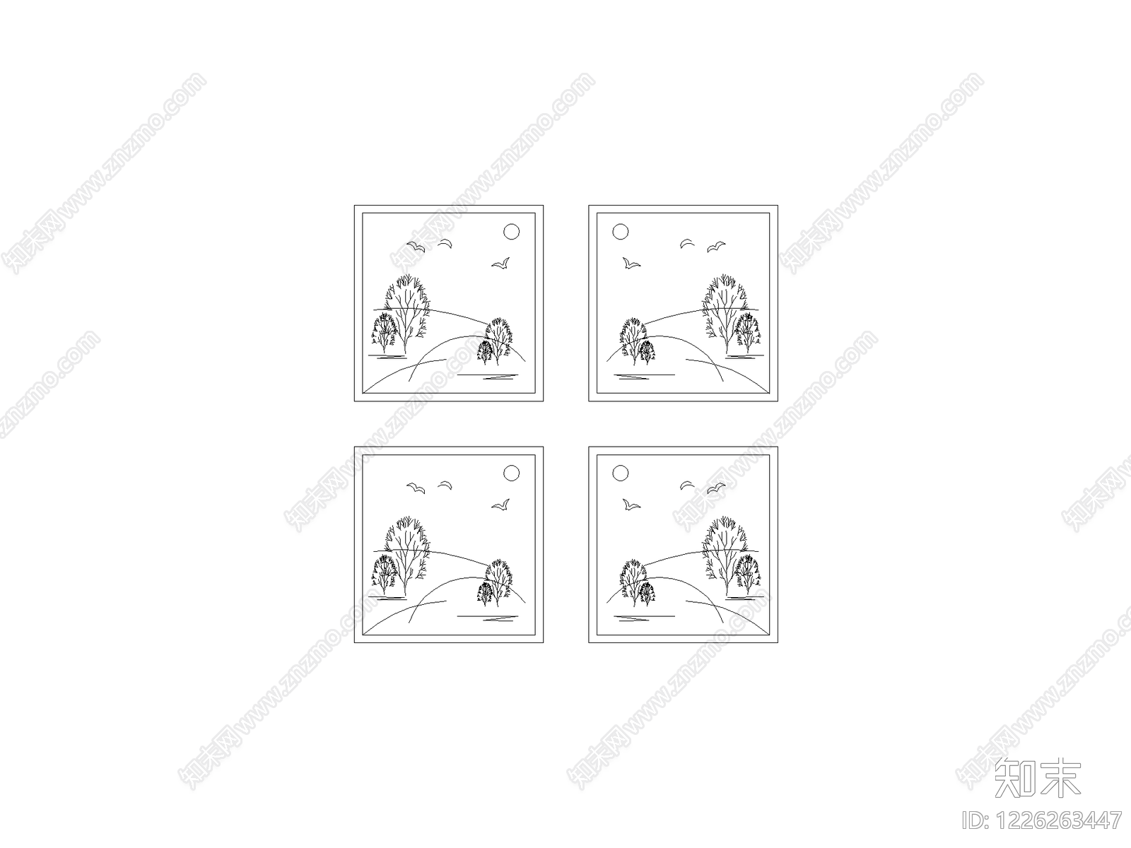 陈设类立面挂画cad施工图下载【ID:1226263447】