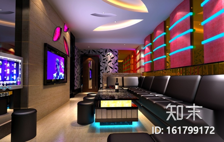 时尚限量版KTV包厢设计施工图+效果图cad施工图下载【ID:161799172】