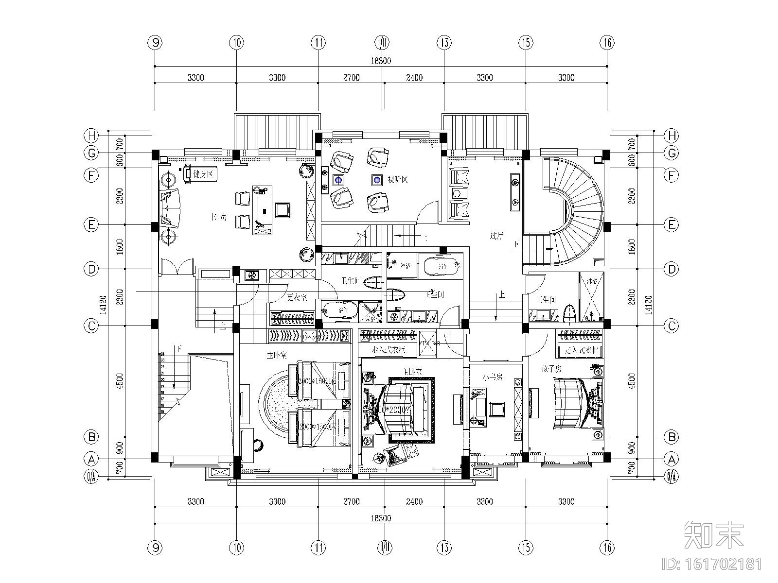 [苏州]朱公馆新中式别墅样板房装修施工图（附效果图+实...cad施工图下载【ID:161702181】