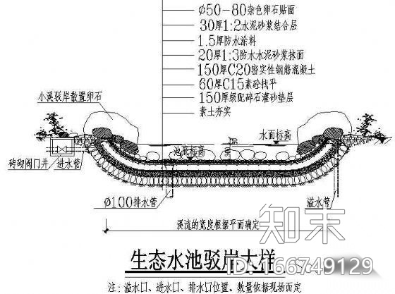 生态水池驳岸大样cad施工图下载【ID:166749129】