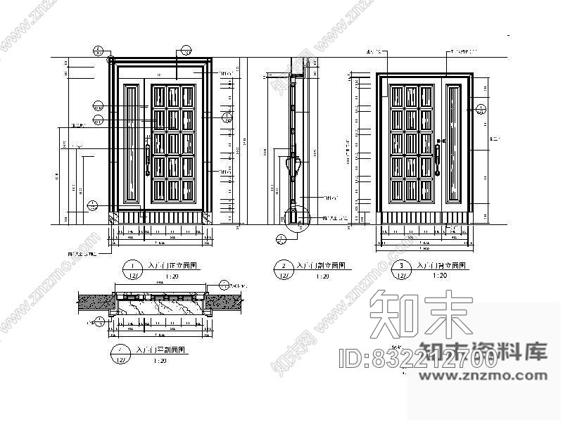 图块/节点豪华样板房入户门详图cad施工图下载【ID:832212700】