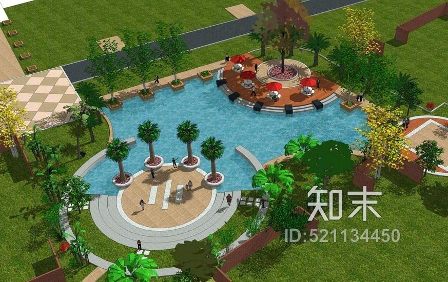万科天鹅湖花园景观设计SU模型下载【ID:521134450】