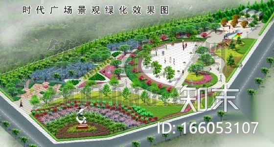 时代广场景观绿化效果图cad施工图下载【ID:166053107】