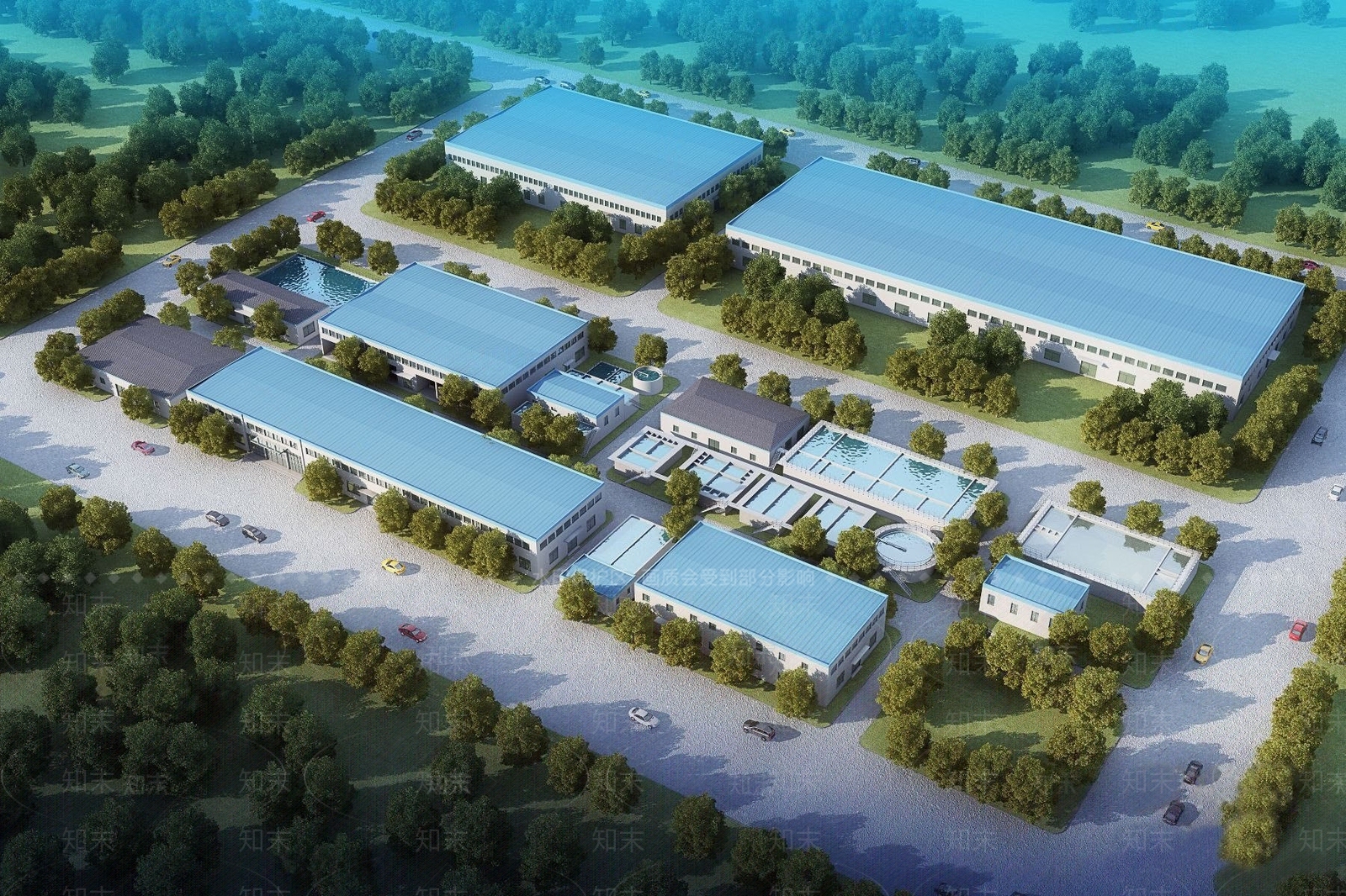 现代工厂建筑鸟瞰3D模型下载【ID:471872092】