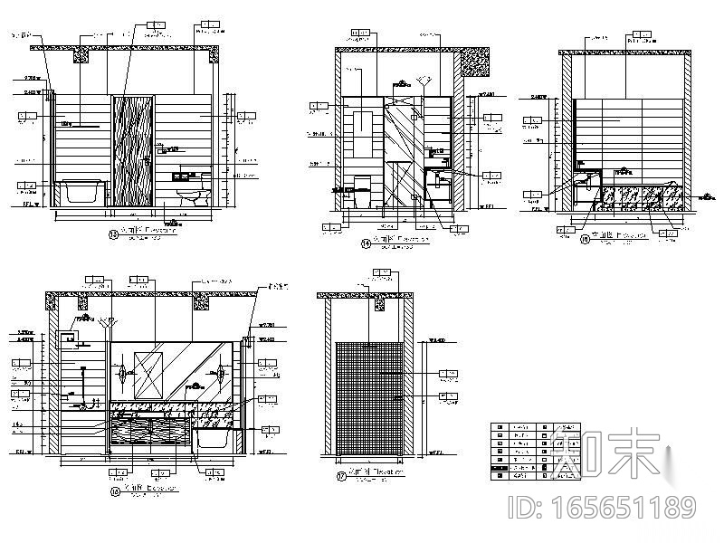 酒店卫生间立面图cad施工图下载【ID:165651189】