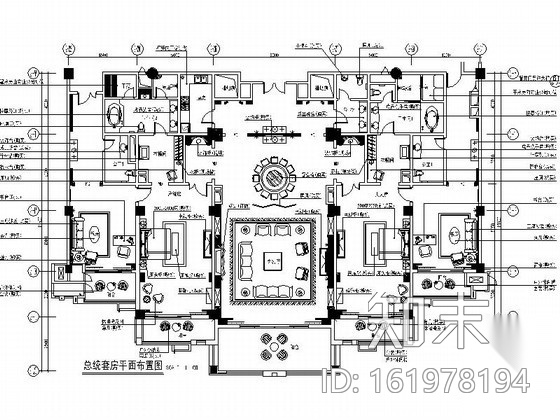 酒店豪华总统套房室内施工图施工图下载【ID:161978194】