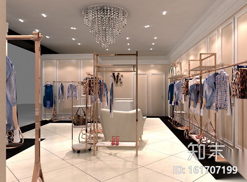 67平米女装品牌店设计施工图（附效果图+3D模型）cad施工图下载【ID:161707199】