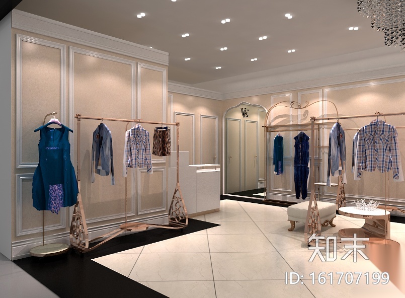 67平米女装品牌店设计施工图（附效果图+3D模型）cad施工图下载【ID:161707199】