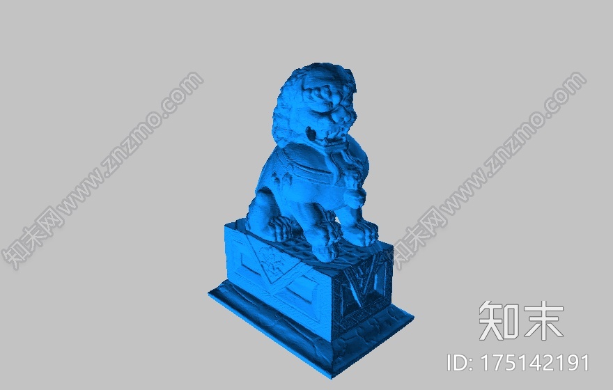 成双成对的中式石狮子3d打印模型下载【ID:175142191】