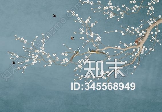 新中式壁画花鸟系列贴图下载【ID:345568949】