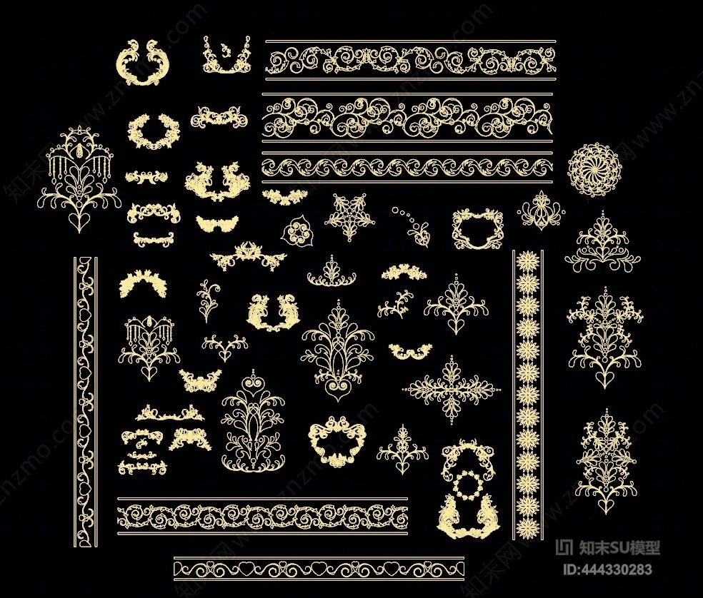欧式铁艺雕花SU模型下载【ID:444330283】