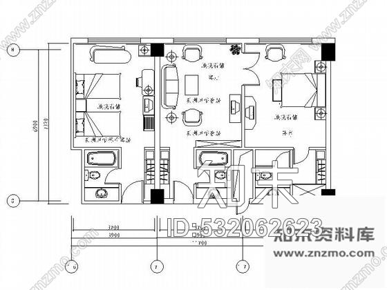 施工图某大酒店美洲风情套房装修图含效果cad施工图下载【ID:532062623】