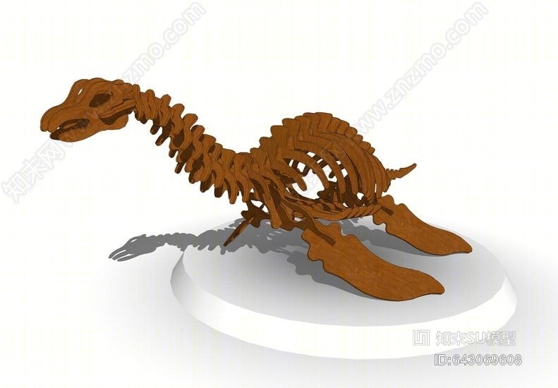 乌龟骨架雕塑SU模型下载【ID:643069608】