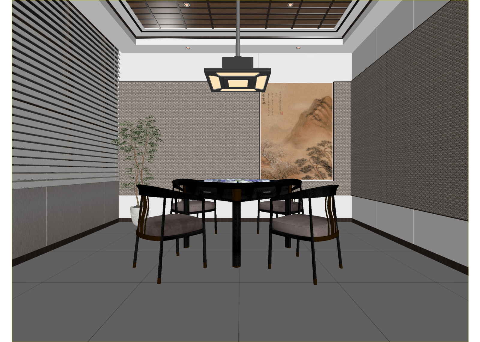 新中式茶室3D模型下载【ID:1214973985】