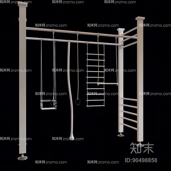 银色铁艺健身器材3D模型下载【ID:90498858】