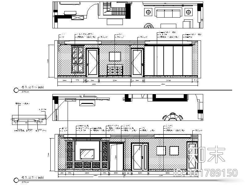 [上海]简欧新古典三居室设计施工图（含效果图）cad施工图下载【ID:161789150】