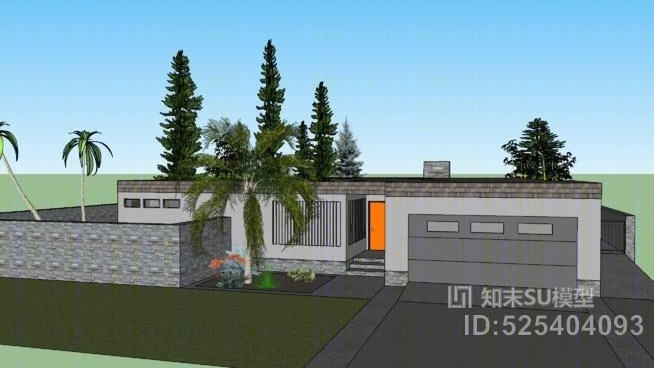 中古现代庭院住宅SU模型下载【ID:525404093】
