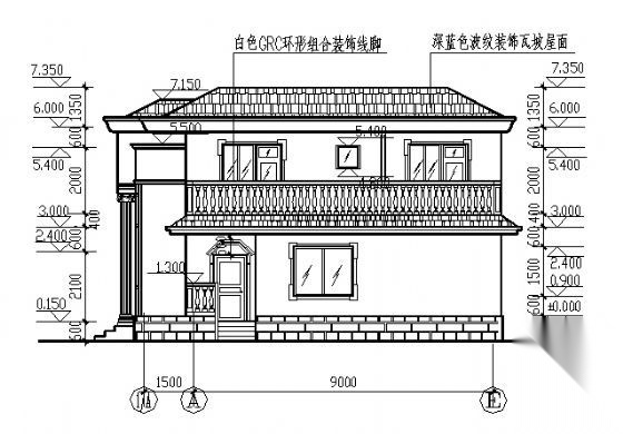 某二层别墅建筑方案图cad施工图下载【ID:149922126】