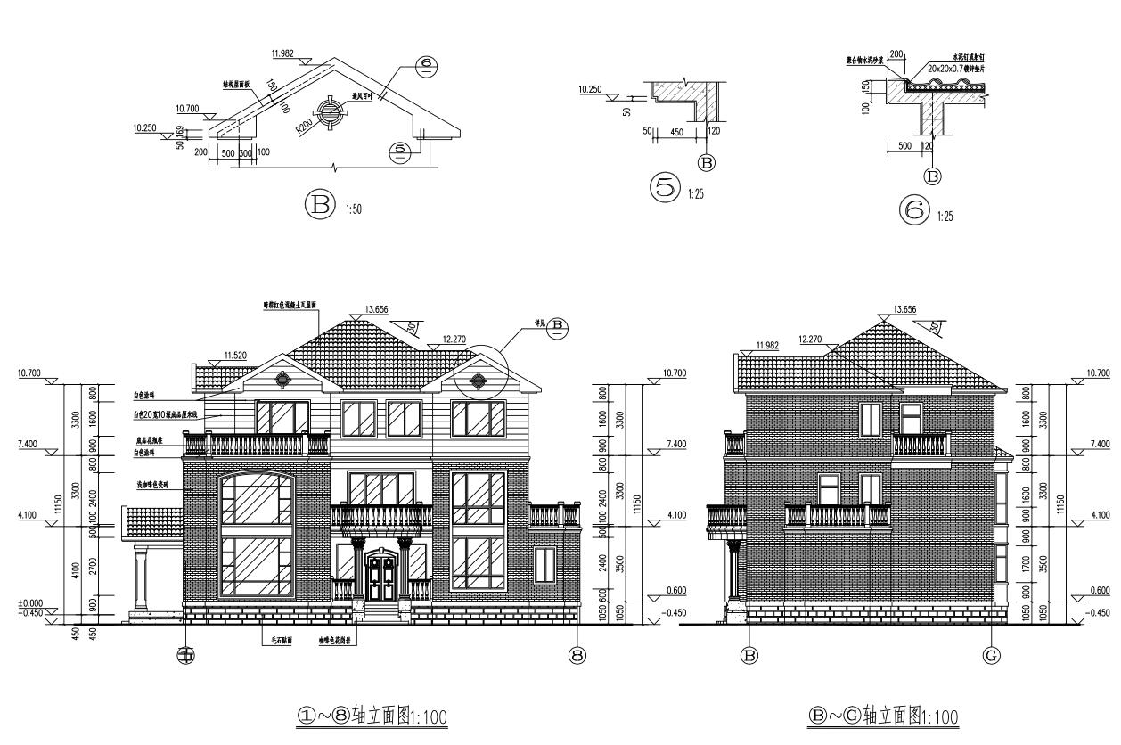 三层独栋别墅建筑设计框架结构（包含效果图+CAD）施工图下载【ID:167245115】