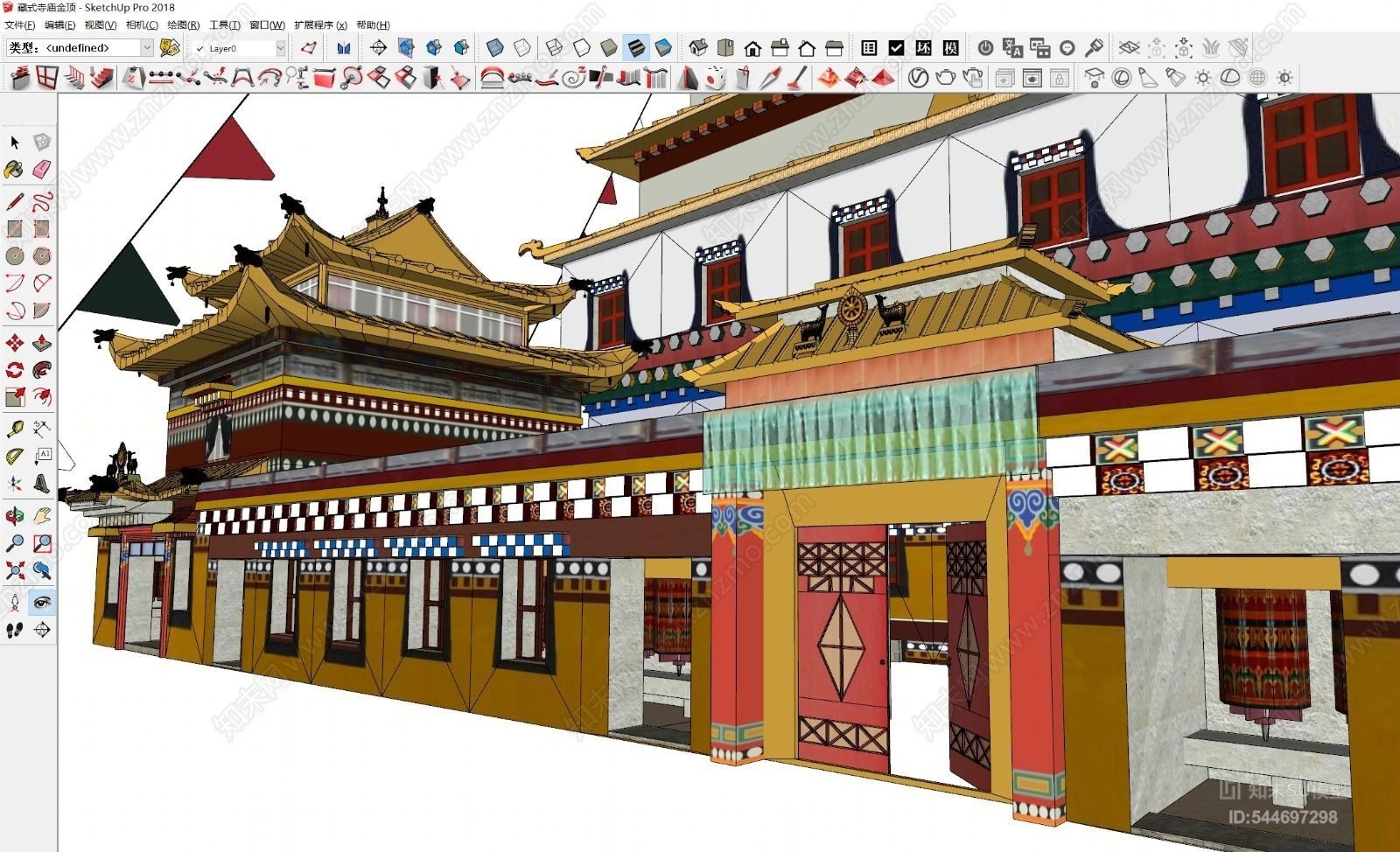 中式藏式寺庙SU模型下载【ID:544697298】