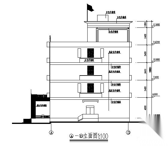 [福建石狮市]某派出所四层办公楼建筑施工图cad施工图下载【ID:166816196】