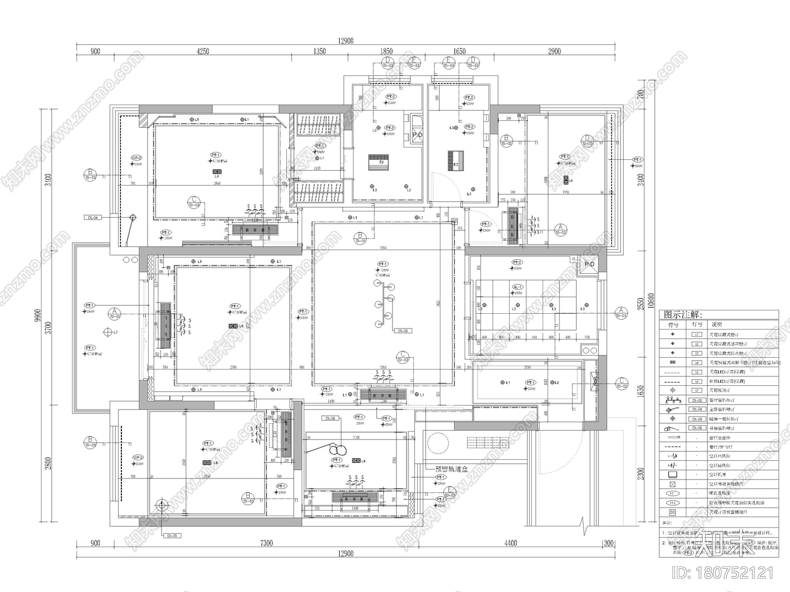 [杭州]路劲125㎡三居家装样板房装修施工图施工图下载【ID:180752121】