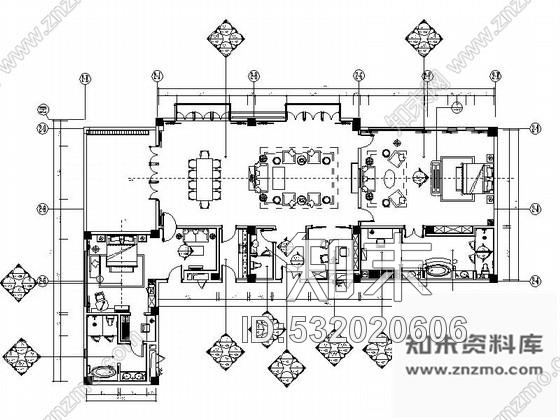 施工图西藏清新蓝色调酒店豪华总统套房施工图含效果图cad施工图下载【ID:532020606】
