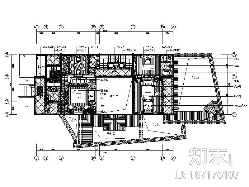 [苏州]中式风格别墅完整施工图cad施工图下载【ID:167176107】