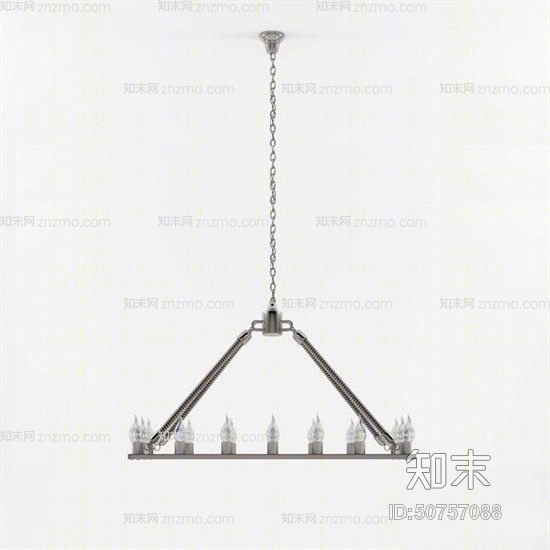 现代银色铁艺吊灯3D模型下载【ID:50757088】