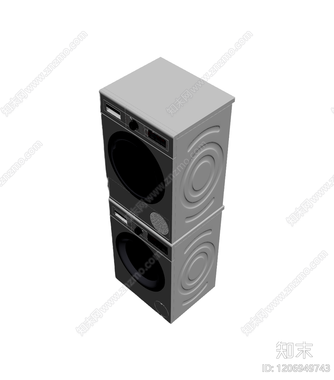 叠放式洗衣机组合3D模型下载【ID:1206949743】