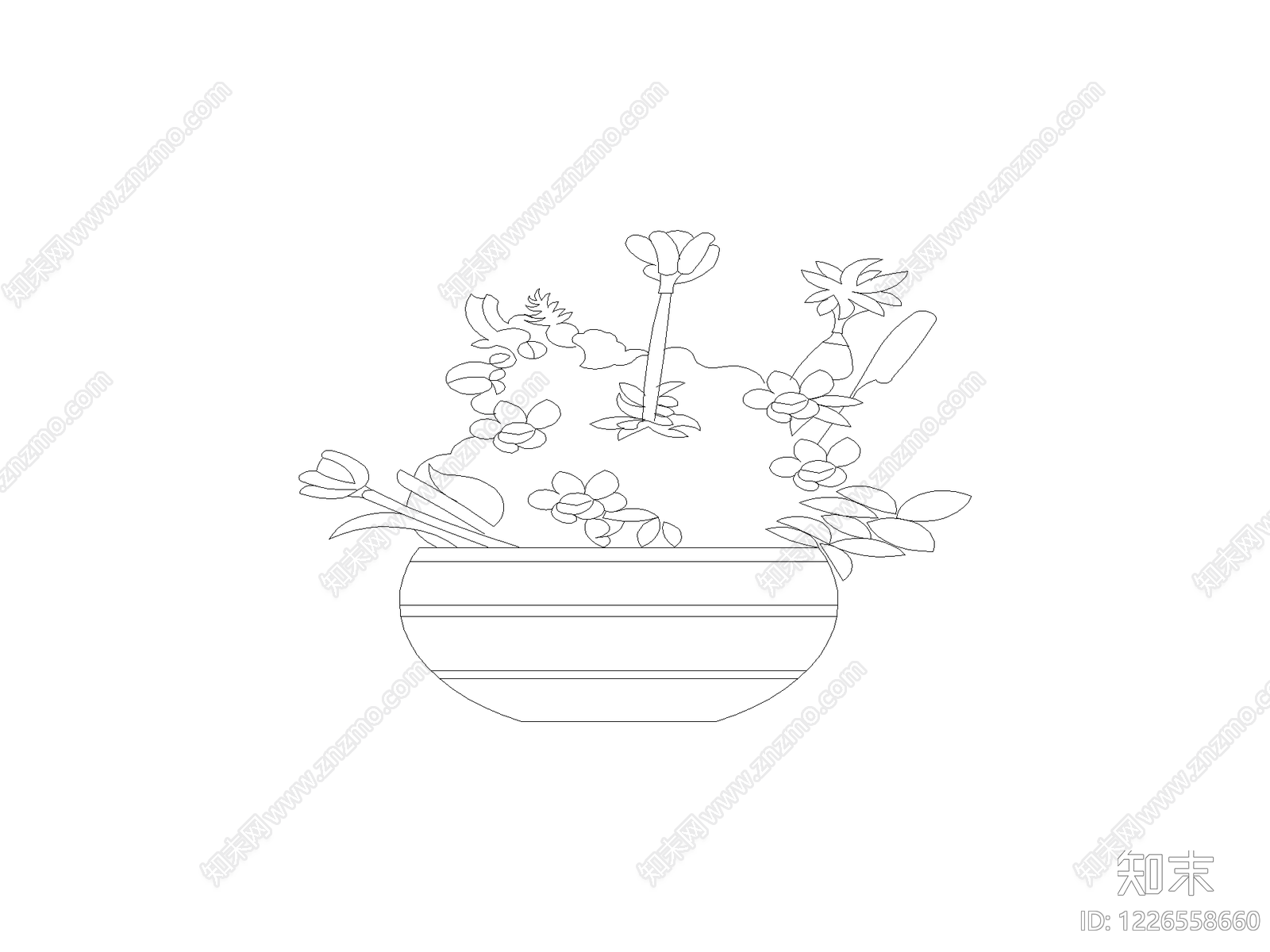 种绿植盆栽图块cad施工图下载【ID:1226558660】