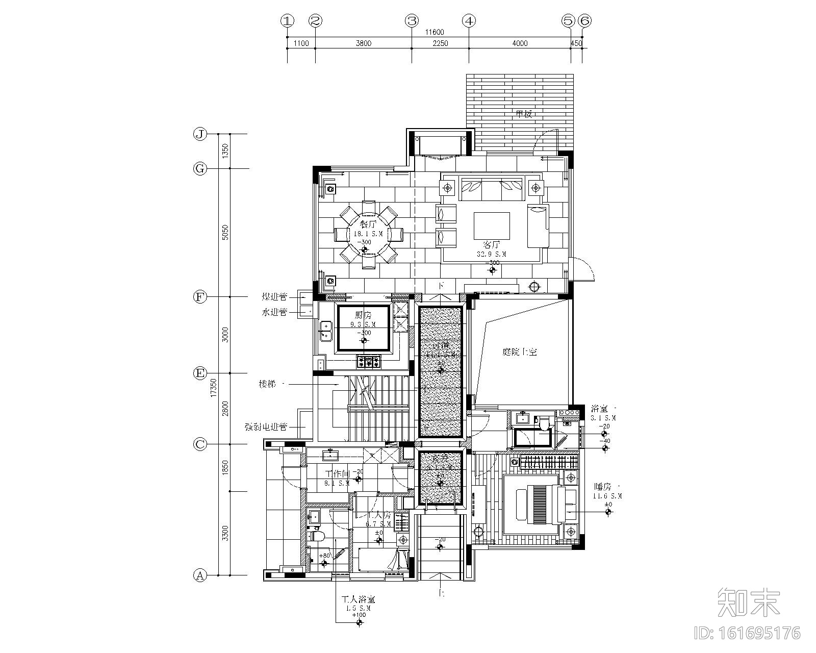 珠海华发水郡花园四居室别墅样板房施工图cad施工图下载【ID:161695176】