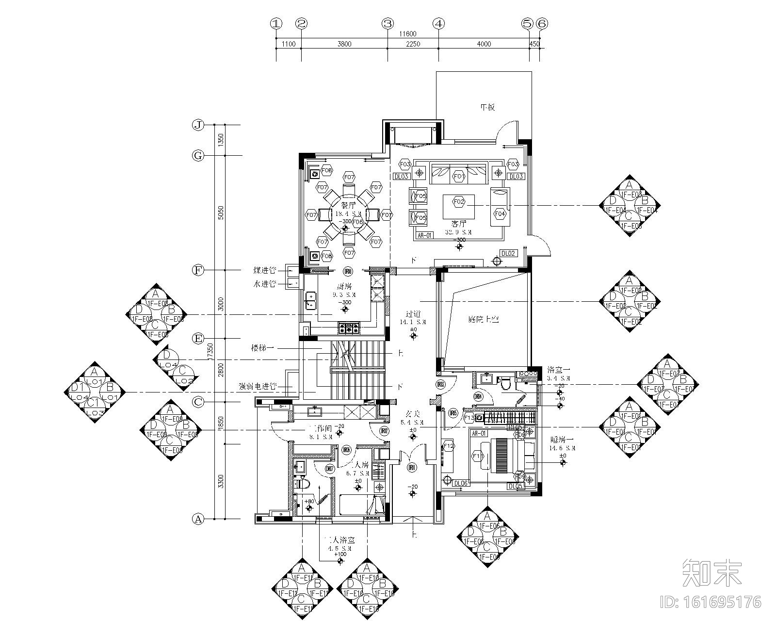 珠海华发水郡花园四居室别墅样板房施工图cad施工图下载【ID:161695176】