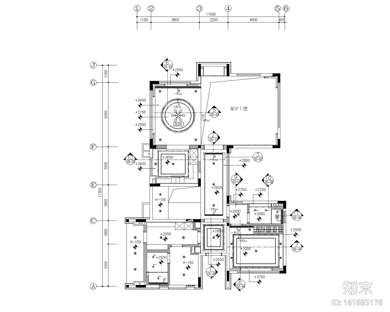 珠海华发水郡花园四居室别墅样板房施工图cad施工图下载【ID:161695176】